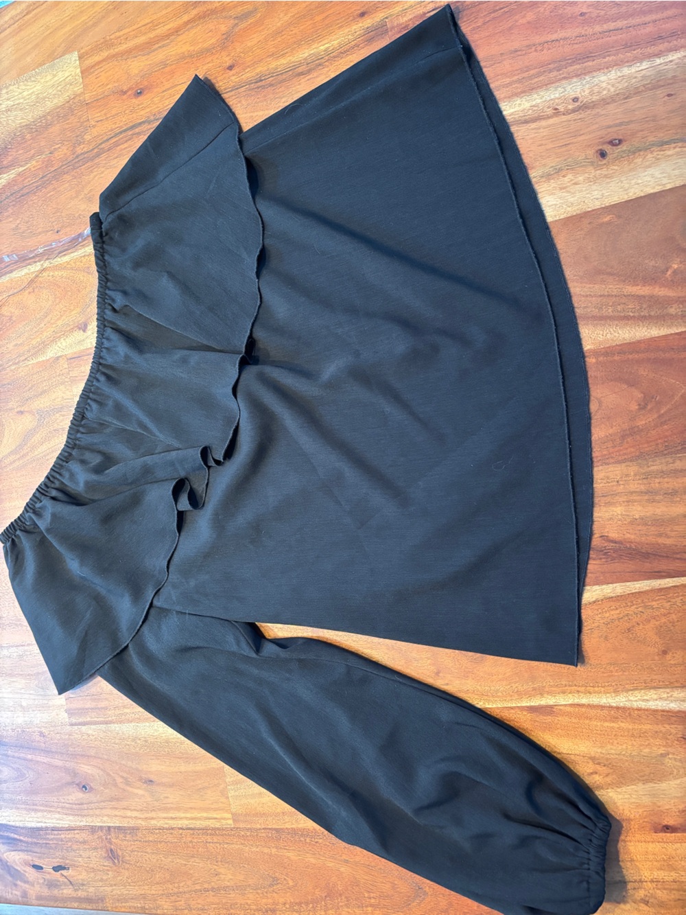 7 For All Mankind One Shoulder Asymmetric Ruffle Blouse Black - Size S